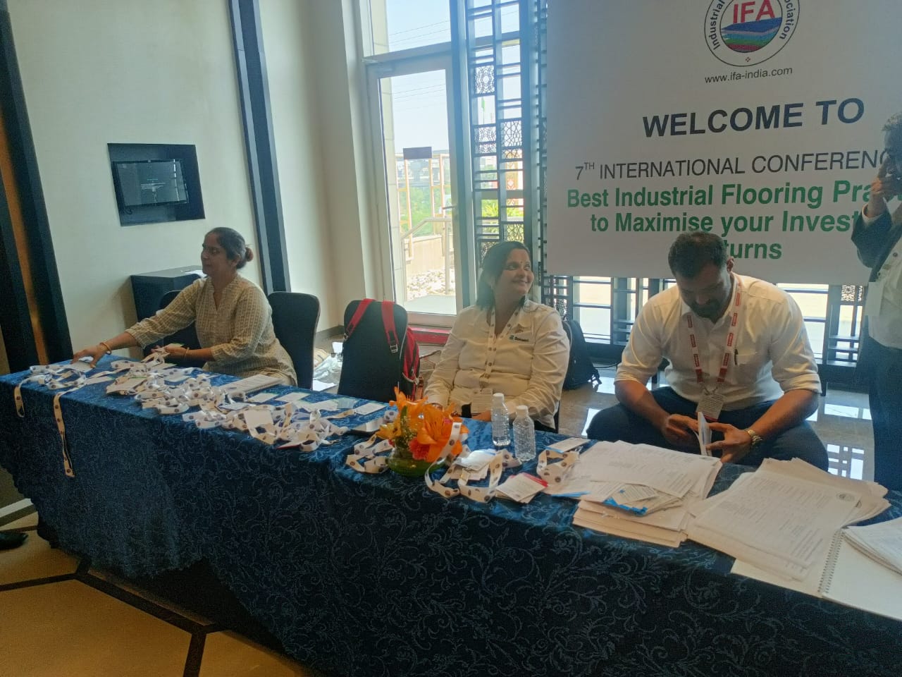 Registration desk at IFA International Conference on industrial flooring